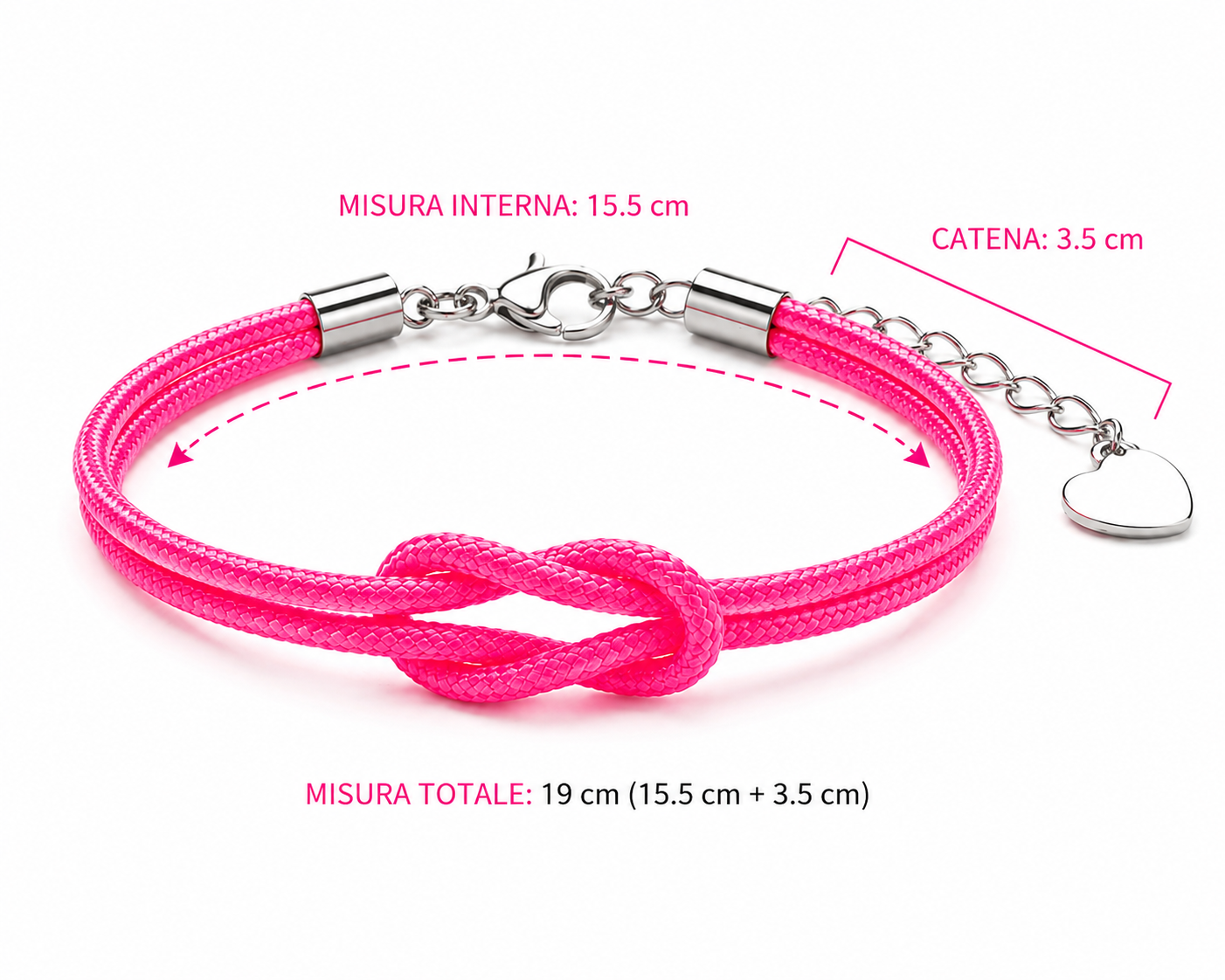 Bracciale Nodo Piano con Cuore
