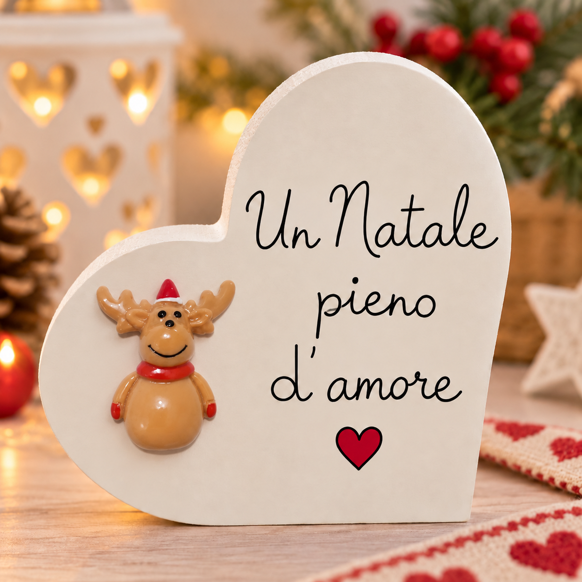 Corazón de Navidad con dedicatoria ❤️