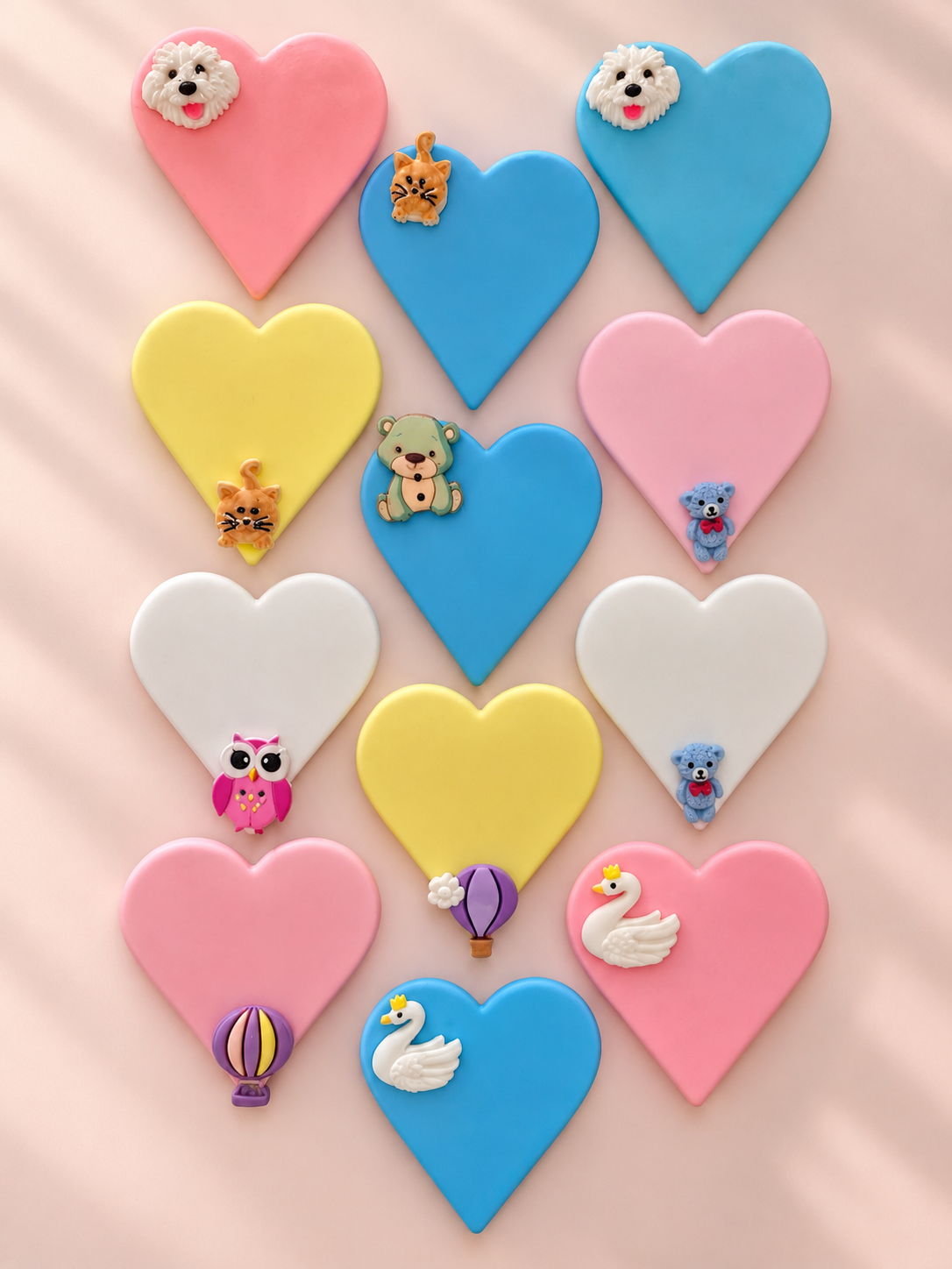 Set de 6 imanes decorativos de corazón variados ❤️