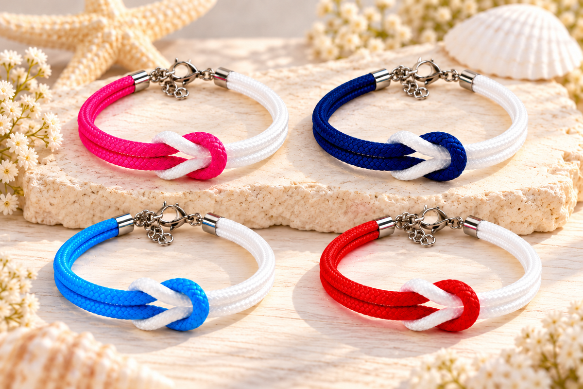 Set 4 Bracciali Bicolore Nodo Piano
