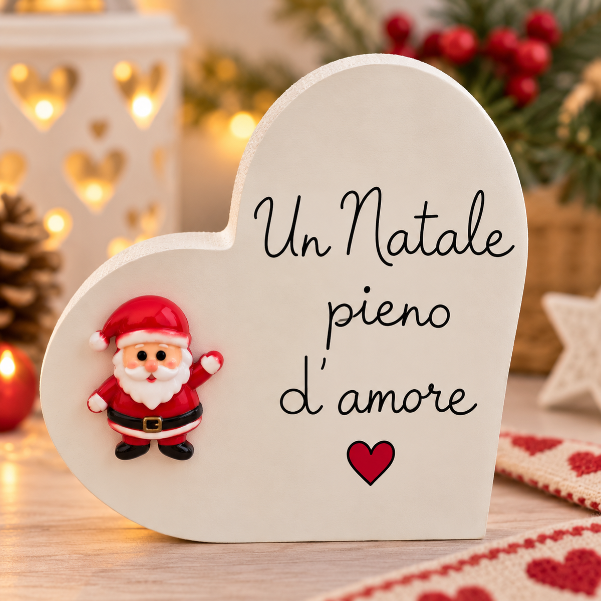 Corazón de Navidad con dedicatoria ❤️
