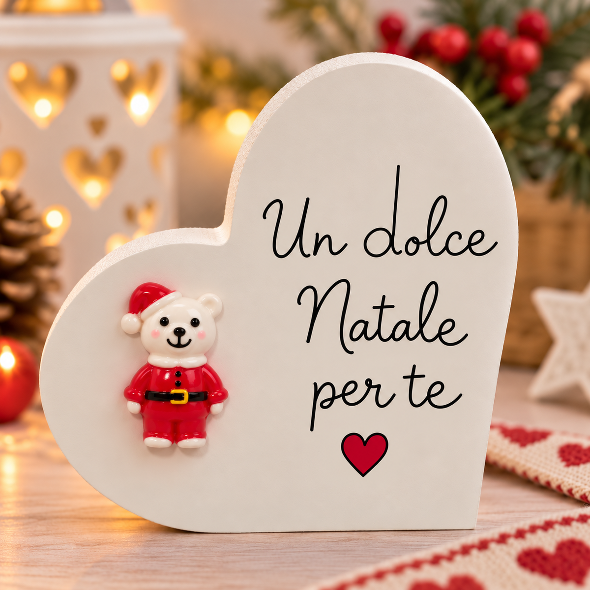 Corazón de Navidad con dedicatoria ❤️