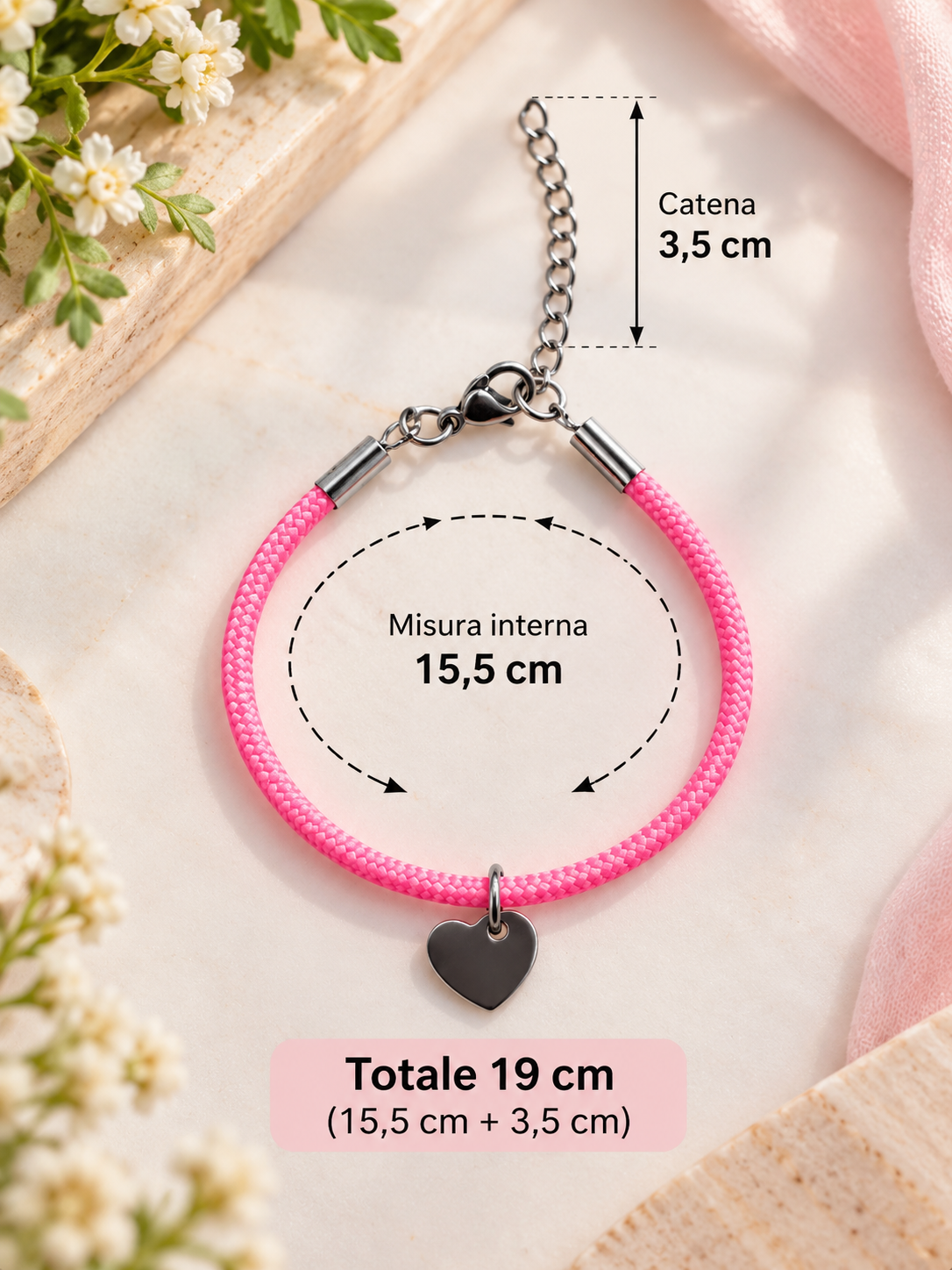 Set 5 Bracciale in Corda con Ciondolo in Acciaio Inox 💕