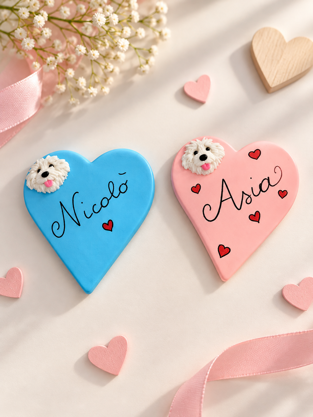 Set de 6 imanes decorativos de corazón variados ❤️